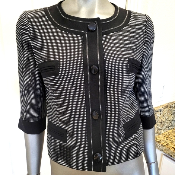 B15. HOBBS LONDON B&W Button Down Jacket Blazer - Size 12 - Picture 1 of 3